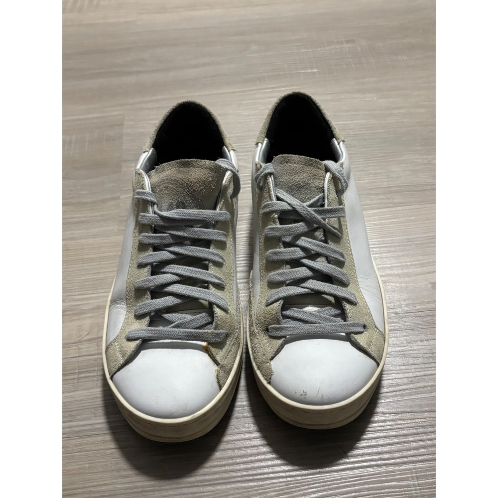 P448 John White Leather Grey Suede Leopard Calf Hair Sneakers Size 39 Italy